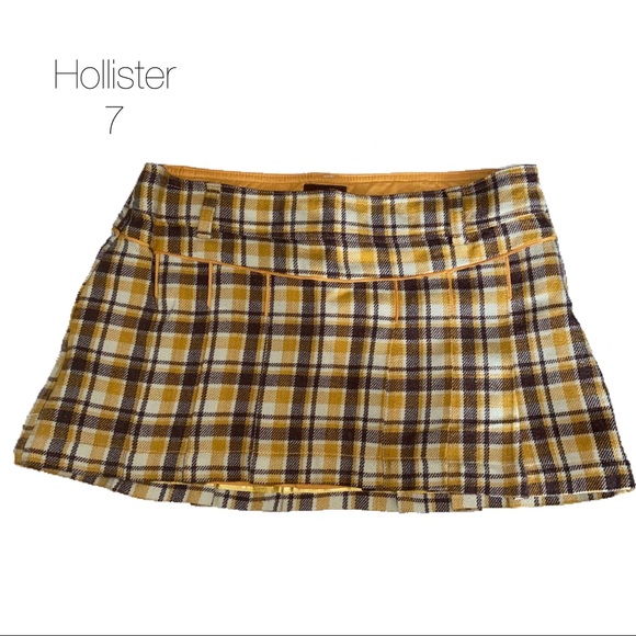 mustard yellow plaid skirt